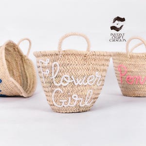 Blumenmädchenkorb, Brautjungfern Geschenktasche, personalisierte Tragetaschen für Deine Strand Junggesellinnen- & Hochzeitsparty, Junggesellinnenabschiedsgeschenk