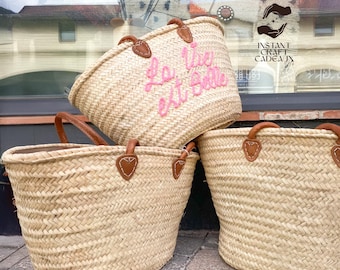 Straw Leather Bag, Custom Travel Bag For Women, Custom Bachelorette party bags, bridal shower favors, Engagement Gift, custom beach basket