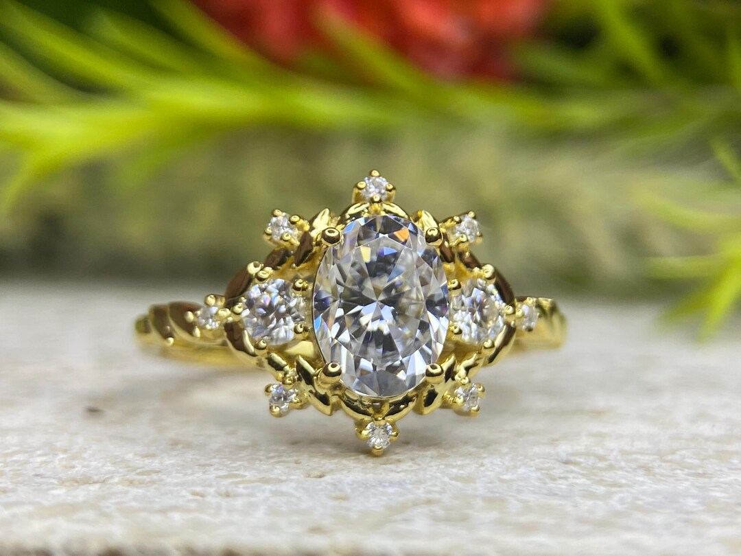 Bague Homme Personnalisable En Moissanite 5 Carats, Plaqué Or Jaune 14k, Taille Ajustable, Neuf