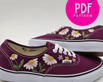 Floral Embroidery Pattern for Canvas Vans Shoes (PDF Download)