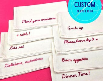 Personalised Hand Embroidered Napkins / Serviettes