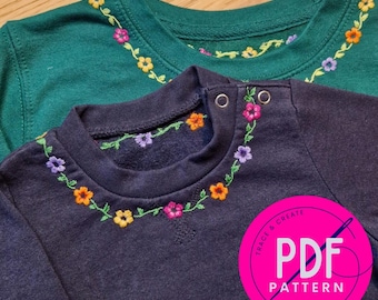 Embroidery Flowery Neckline PDF pattern