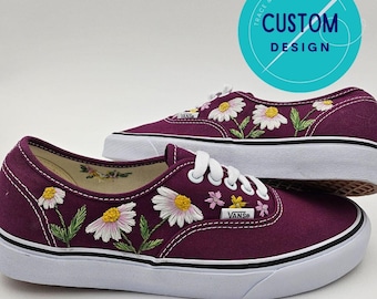 Hand Embroidered Floral Vans: Custom Wedding Trainers