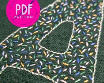 Sprinkle Letter Embroidery PDF Pattern, Beginner DIY Guide