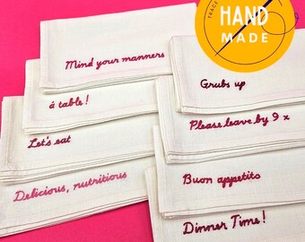 Set of 8 Hand Embroidered Napkins / Serviettes