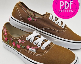 Floral Embroidery Pattern for Canvas Vans Shoes (PDF Download)