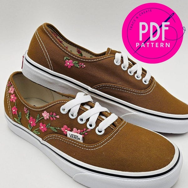 Floral Embroidery Pattern for Canvas Vans Shoes (PDF Download)