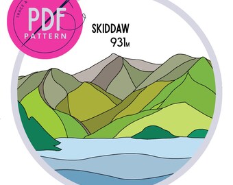 Mountain Embroidery PDF Pattern. Lake District Embroidery, Skiddaw,  Beginner Friendly