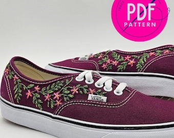 Floral Embroidery Pattern for Canvas Vans Shoes (PDF Pattern)
