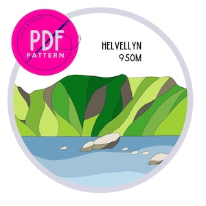 Mountain Embroidery PDF Pattern. Lake District Embroidery, Helvellyn, Beginner Friendly