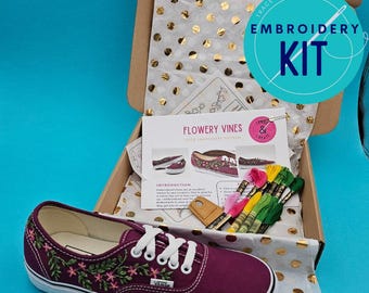 Floral Vine Shoe Embroidery Kit for Vans