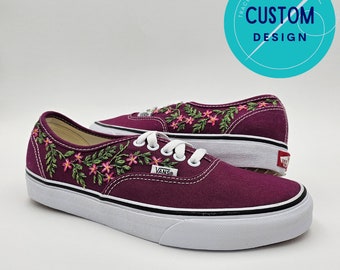 Hand Embroidered Floral Vans, Custom Wedding Shoes