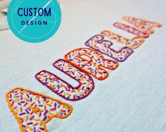 Hand Embroidered Name Sweatshirt, Custom Sprinkles Confetti Design