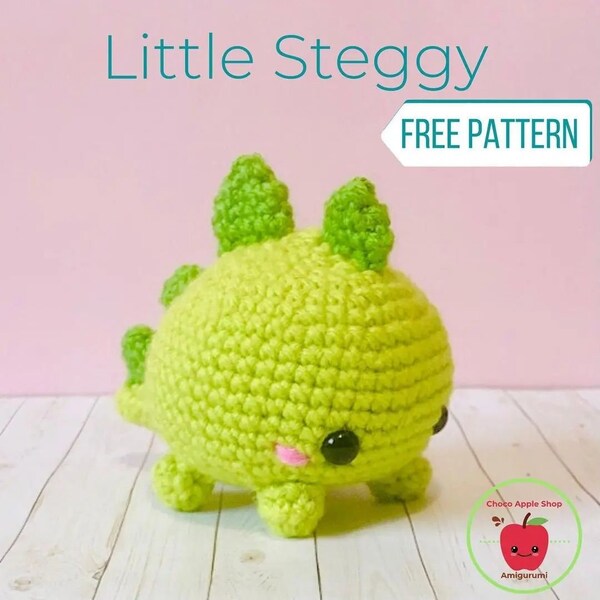 Soft Acrylic, Cute Lime Green Little Steggy Dinosaur Amigurumi Crochet Pattern PDF - Ideal Gift for Children