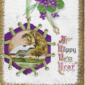A Happy New Year Vintage Early Divided Back Embossed Antique Collectible Postcard 1907 Excellent Condition