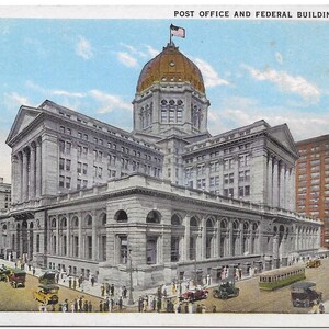 Vintage Illinois White Border Postcard Post Office and Federal Building Chicago 1925 Excellent Condition