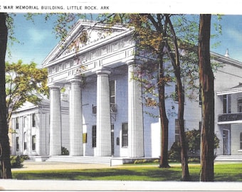 Vintage 1930 Arkansas Linen Postcard: State War Memorial Building, Little Rock