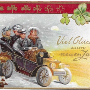 New Years Greetings Vintage Early Divided Back Embossed Raphael Tuck Postcard 1909 Excellent Condition