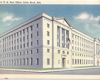 Vintage 1930s Linen Postcard: Little Rock, Arkansas Post Office