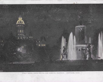 Vintage Undivided Back RPPC Postcard Night View Connecticut State Capitol 1903 Very Good Condition