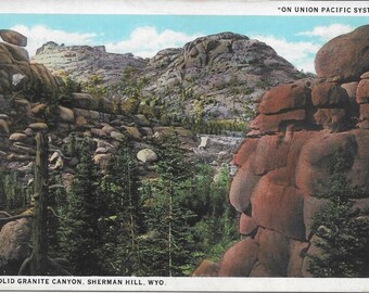 Vintage Wyoming Postcard: Solid Granite Canyon, Sherman Hill 1925