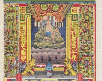 Vintage Temple of Kung Yin Kuanyin Goddess of Mercy Chicago Illinois Postcard 1935