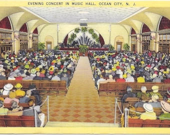 Vintage Ocean City NJ Music Hall Postcard White Border 1930