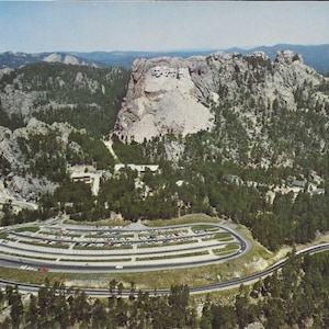 Vintage South Dakota Postcard Scenic Aerial View Mount Rushmore 1964 Excellent Condition