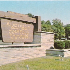Vintage Kentucky Postcard Audubon State Park Entrance Henderson Kentucky RPPC 1970 Excellent Condition