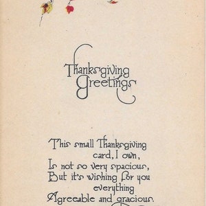 Thanksgiving Greetings Autumn Leaves Branches Divided Back 1926 Excellent Condition