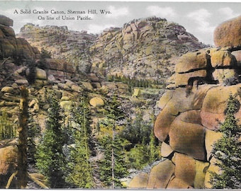Vintage Wyoming Postcard: Solid Granite Canyon, Sherman Hill, 1909