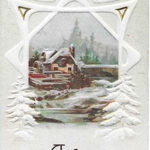 A Happy New Year Vintage Early Divided Back Embossed Antique Collectible Postcard 1910 Excellent Condition