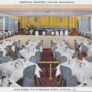 Vintage Illinois Linen White Border Postcard Chez Paree Theater Restaurant Chicago 1935 Excellent Condition