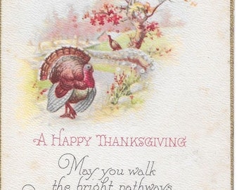 Vintage Thanksgiving Turkey Farm Postcard - 1915