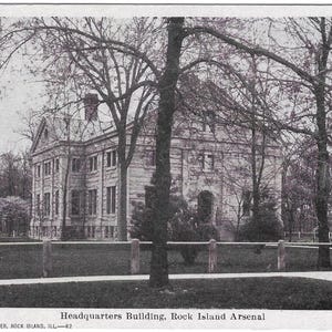 Vintage Illinois Undivided Back RPPC Postcard RARE Headquarters Building Rock Island Arsenal Illinois 1901 Excellent Condition