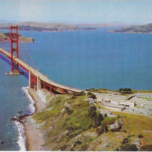 Vintage California Aerial View San Francisco Golden Gate Bridge Landmark 1950 Excellent Condition