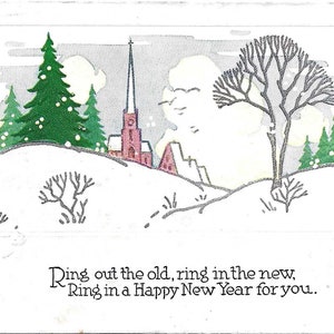 Happy New Year Vintage Early Divided Back Embossed Antique Collectible Postcard 1914 Excellent Condition