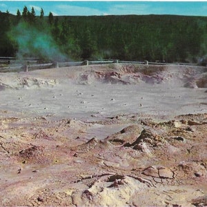 Vintage Yellowstone Park Postcard Fountain Paint Pot Lower Geyser Basin 1950 Pristine Condition