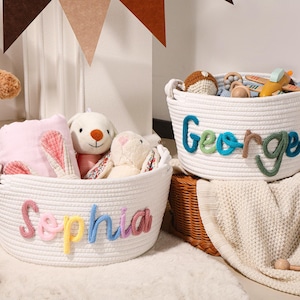 Personalisierter Babykorb, Babyparty-Geschenkkorb, Seil-Baumwollbaby-Geschenkkorb, handgemachter Baby-Geschenkkorb, Aufbewahrungskorb, Neugeborenen Geschenk