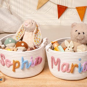 Personalisierter Babykorb, Babyparty-Geschenkkorb, Seil-Baumwollbaby-Geschenkkorb, Baby-Geschenkkorb, Spielzeugkorb, Neugeborenen Geschenk, Babynamengeschenk