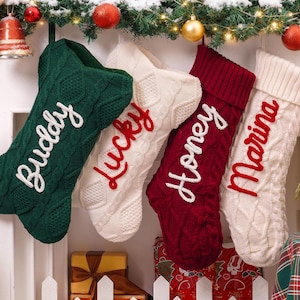 Personalized Christmas Stockings, 2025 Knitted Christmas Stockings with Name, Christmas Family Stockings, Holiday Stockings, Holiday Decor