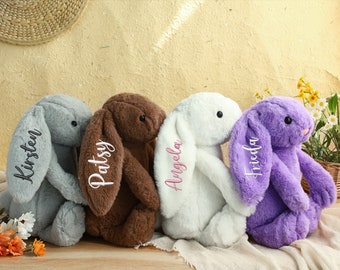 Gepersonaliseerde geborduurd konijntje, konijntje met monogram, pasgeboren babycadeau, babyshowercadeau, knuffeldier, pluche konijntje, paashaas