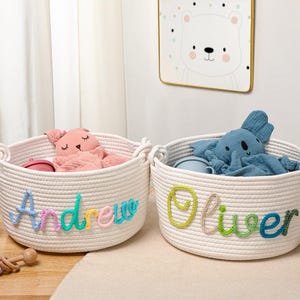 Personalisierter Babyparty-Geschenkkorb, Seil-Baumwollbaby-Geschenkkorb, Baby-Geschenkkorb, Spielzeugkorb, Neugeborenen Geschenk, Baby-Namensgeschenk, Babykorb