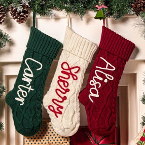 Personalized Christmas Stockings, 2025 Knitted Christmas Stockings with Name, Christmas Family Stockings, Holiday Stockings, Holiday Decor
