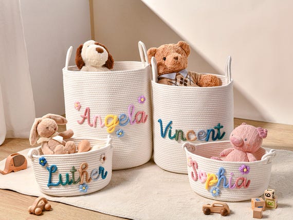 Personalized Handmade Basket, Baby Shower Gift, Cotton Rope Basket, Nursery  Storage Basket, Toy Organizer, Easter Basket