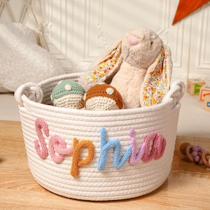Personalisierter Babykorb, Babyparty-Geschenkkorb, Seil-Baumwollbaby-Geschenkkorb, Baby-Geschenkkorb, Spielzeugkorb, Neugeborenen Geschenk, Babynamengeschenk