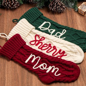 Personalized Christmas Stockings, 2025 Knitted Christmas Stockings with Name, Christmas Family Stockings, Holiday Stockings, Holiday Decor