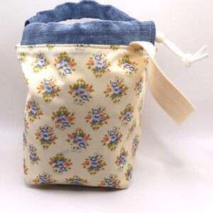 Bolsa para proyectos de tejido – Tela floral – Bolsa pequeña para hilo, almacenamiento de proyectos en proceso, imagen 2