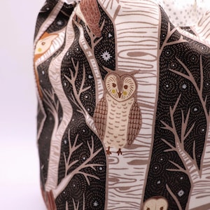 Drawstring Knitting Project Bag – Owl Fabric - Small Yarn Bag, WIP Storage