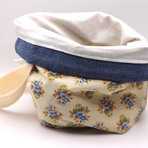 Bolsa para proyectos de tejido – Tela floral – Bolsa pequeña para hilo, almacenamiento de proyectos en proceso, imagen 1